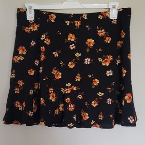 Black flower print miniskirt